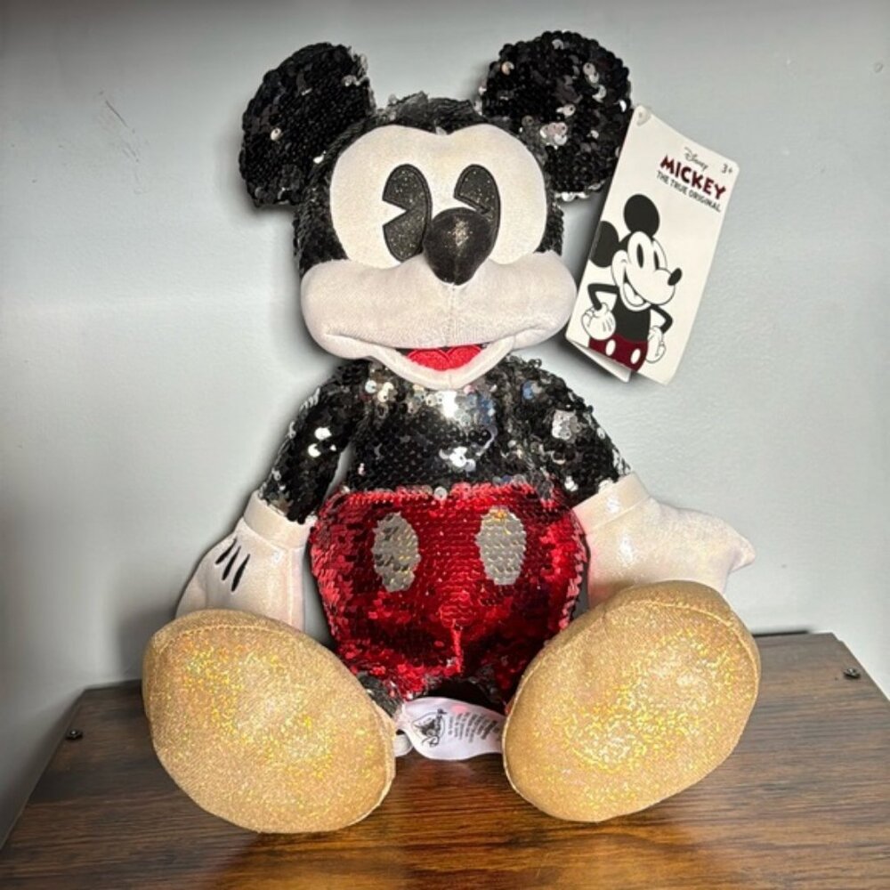 Disney 2019 Special Edition 15” Mickey Mouse Reversible Sequin Plush, NWT.